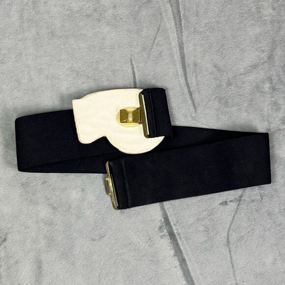 Vintage Elasticated Belt with Ceramic Face Buckle - Picture 2 of 4